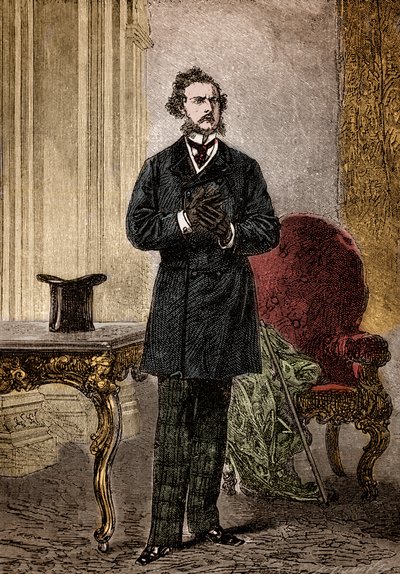 Retrato de Phileas Fogg, personagem de Le tour du monde en oitenta jours" romance d
