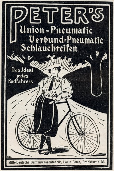 Anúncio para pneus de bicicleta pneumática de Peter, 1898 de Louis Peter