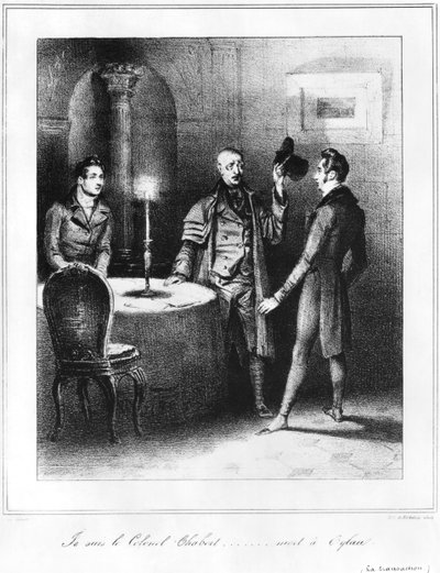 Coronel Chabert, ilustração de &39;Coronel Chabert&39; de Honore de Balzac (1799-1850) 1832 de Louis Philippe Alphonse Bichebois
