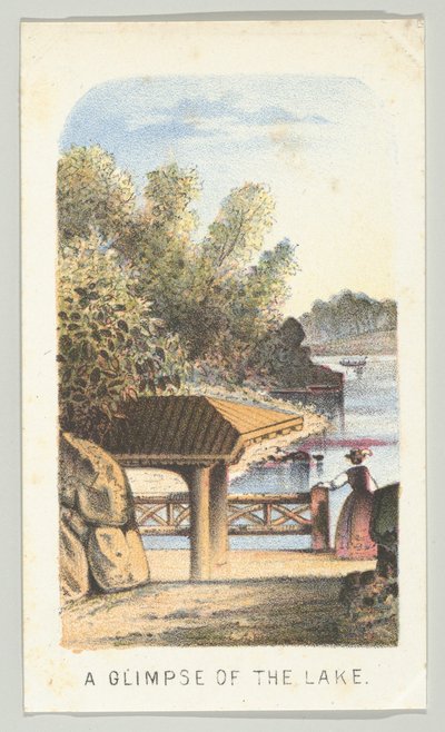A Glimpse of the Lake, da série, Views in Central Park, New York, Parte 2, 1864. de Louis Prang