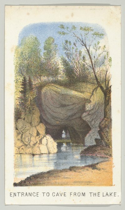 Entrance to Cave from the Lake, da série Views in Central Park, New York, Part 2, 1864. de Louis Prang