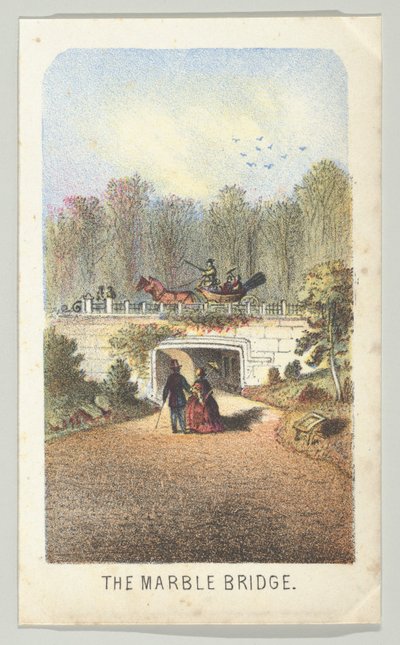 The Marble Bridge, Near the Lake, da série Views in Central Park, New York, Part 3, 1864. de Louis Prang