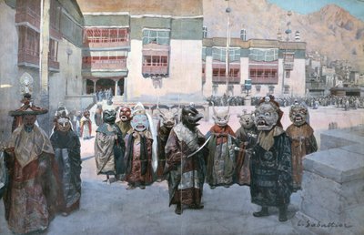 Festival da Primavera no Mosteiro dos Himis, Tibete (litho) de Louis Remy Sabattier