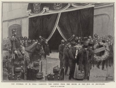 O funeral de M Zola, carregando o caixão da casa na rue de Bruxelles de Louis Remy Sabattier