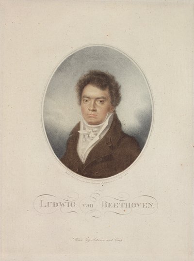 Lugwig van Beethoven (1770-1827) gravado por Blasius Hofel (1792-1863) 1814 (mezzotint) de Louis Rene Letronne