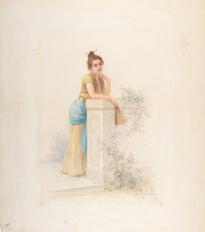 Senhora com um Fan, n.d.. de Louis Robert Cuvillon