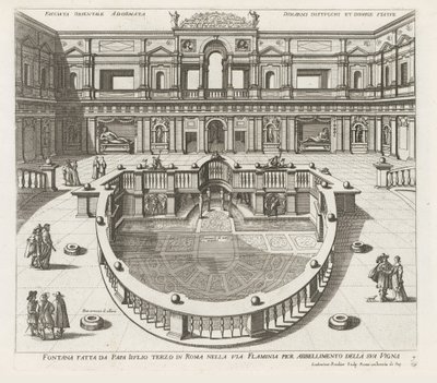 Nymphaeum in de Villa Giulia te Roma Fonte feita pelo Papa Iiulio terceiro em Roma na Via Flaminia (...) (título no objeto) As fontes nos palácios e jardins de Roma (título da série) Fonteinen in de paleizen en tuinen van Rome (título da série) de Louis Rouhier