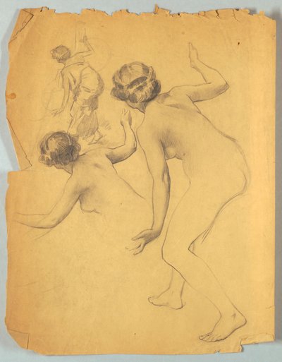 Estudo da Figura Nua Dobrada de Louis Schaettle