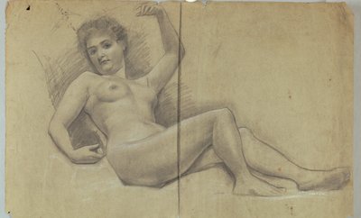 Estudo da figura nua reclinada de Louis Schaettle