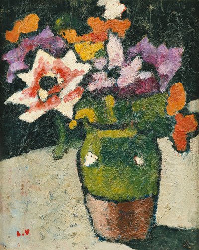 Flores num vaso; ramo de flores num vaso de Louis Valtat