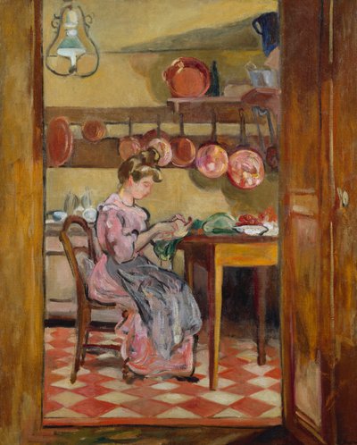 Madame Valtat in the Kitchen (óleo sobre tela) de Louis Valtat