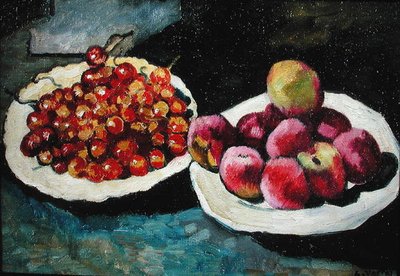 Natureza Morta com Pêssegos e Cerejas (óleo sobre tela) de Louis Valtat