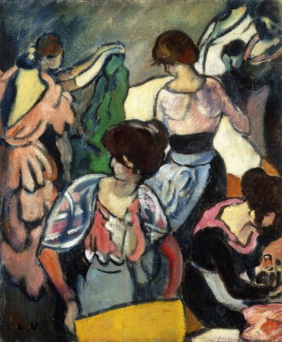 A Sala de Costura; Le Salon de Couture, c.1920 (óleo sobre tela) de Louis Valtat