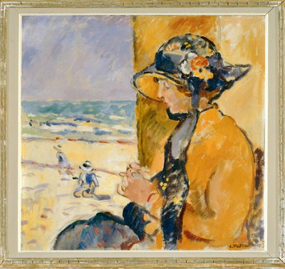 Mulher e crianças na praia de Louis Valtat