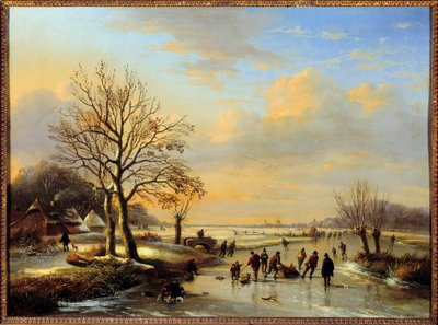 Patinadores. Pintura por Louis Verwee (1807-1877) de Louis Verwee
