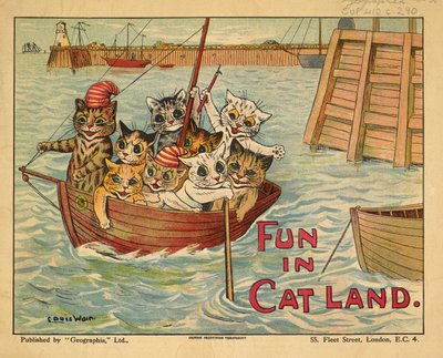 Gatos num barco. de Louis Wain