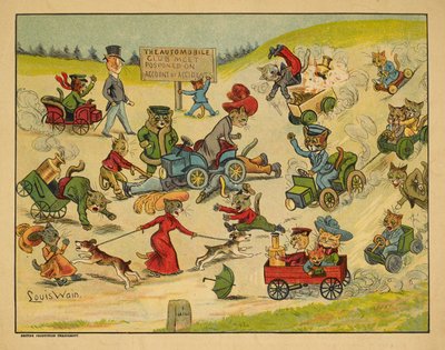 Gatos em vários automóveis. de Louis Wain