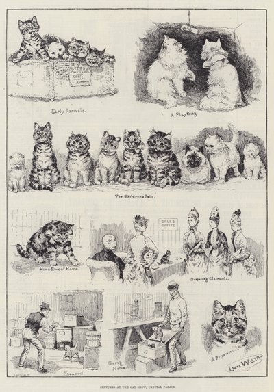 Esboços no Cat Show, Crystal Palace de Louis Wain