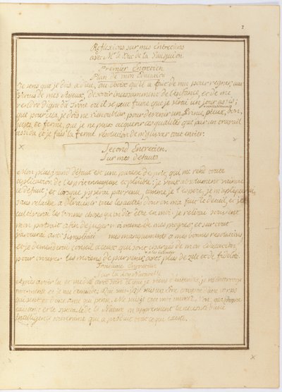 "Reflexões sobre minha entrevista com o Sr. le du du de la Vauguyon", manuscrito autografado, janeiro de 1767 a início de 1769 de Louis XVI