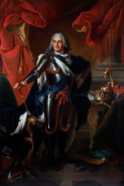 Retrato de Frederico Augusto (Frederic Auguste) da Saxônia, conhecido como o Forte (1670-1733) então Augusto II Rei da Polônia (Retrato de Frederico Augusto da Polônia e Saxônia (1670-1733)) Pintura após Louis de Silvestre ( 1675- 1760) Óleo sobre tela - S de Louis de (after) Silvestre