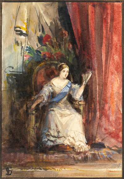 Rainha Vitória na Corte, 1838 (wc com goma arábica) de Louisa Anne Waterford