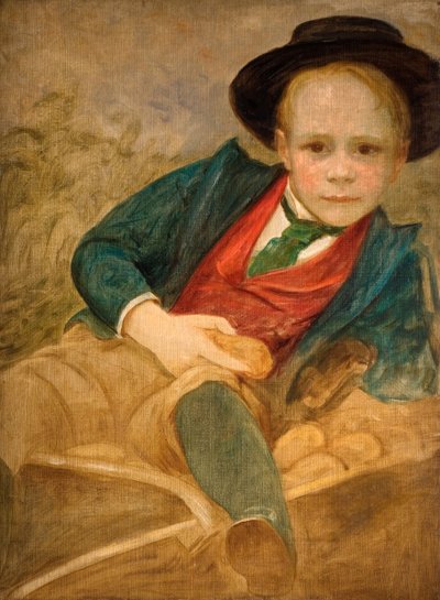 Study For A Boy Sitting On A Wheelbarrow, 1890. de Louisa Starr
