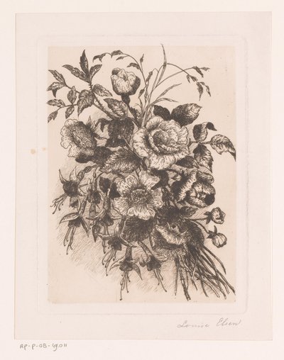 Flor ainda vida com rosas e anêmonas de Louise Elsen (attributed to)