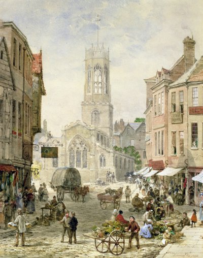 All Saints Pavement, York (aquarela e cor de corpo sobre papel) de Louise Ingram Rayner