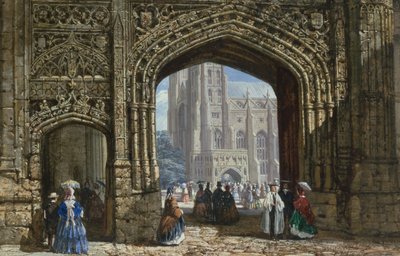 Catedral de Canterbury (aquarela com bodycolour sobre papel) de Louise Ingram Rayner