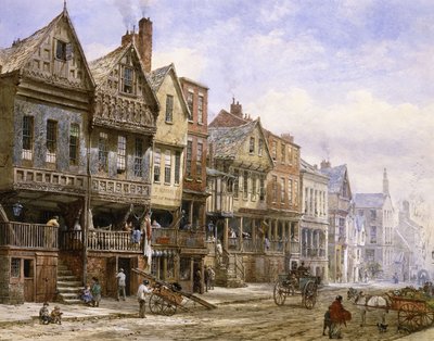Watergate Street, Chester, Olhando para o oeste, de Louise Ingram Rayner