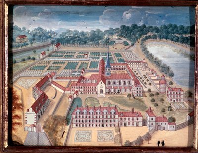Vista sobre a Abadia de Port-Royal-des-Champs (gouache de Louise Madeleine Cochin