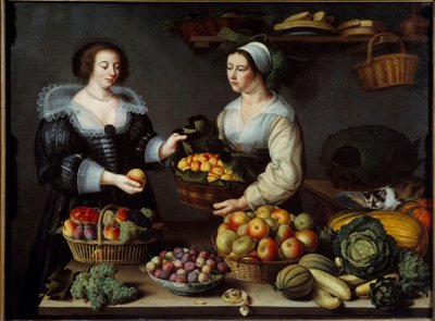 O comerciante de frutas e legumes Pintura por Louise Moillon (1610-1696) 1630 Sol. 1,20x1,65 m de Louise Moillon