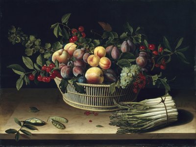 Natureza morta com uma cesta de frutas e um monte de aspargos, 1630 de Louise Moillon