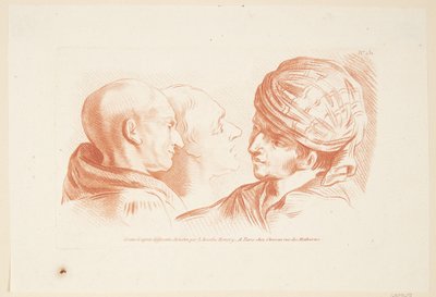 Estudo de três cabeças masculinas de Louise Rosalie Hémery