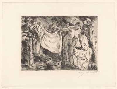 Grupo de mulheres, uma nua e outra a segurar um pano
Die Hexen (título sobre o objecto) de Lovis Corinth (signed by artist)