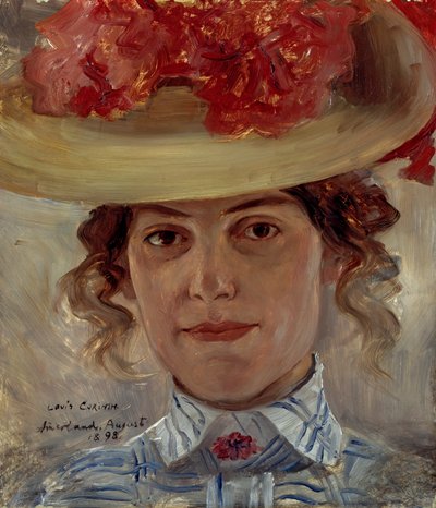 A senhora Halbe com chapéu de palha de Lovis Corinth