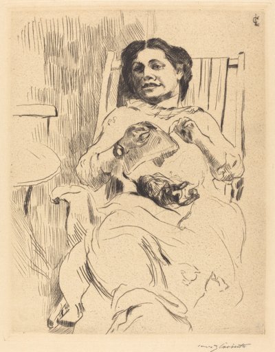 Mulher com bordado de Lovis Corinth