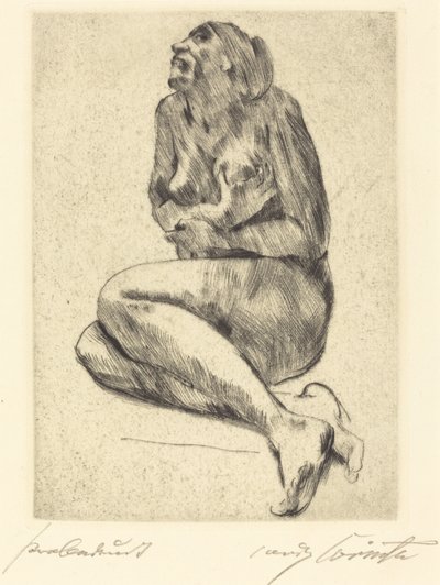 Nu feminino agachado de Lovis Corinth