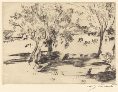 Paisagem com vacas, 1917. de Lovis Corinth