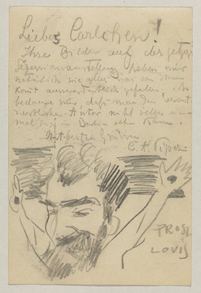 Lovis Corinth para Carl Strathmann: cartão postal, carimbado em 16 de janeiro de 1903 de Lovis Corinth