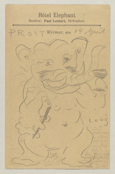 Lovis Corinth a Carl Strathmann: cartão postal, carimbo postal 20 de Abril de 1905 de Lovis Corinth