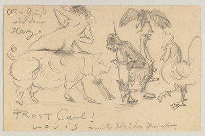 Lovis Corinth para Carl Strathmann: cartão postal, carimbado em 21 de julho de 1905 de Lovis Corinth