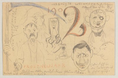 Lovis Corinth a Carl Strathmann: cartão postal, carimbo postal 24 de Dezembro de 1901 de Lovis Corinth