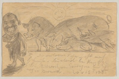 Lovis Corinth para Carl Strathmann: cartão postal, carimbado em 25 de agosto de 1899 de Lovis Corinth