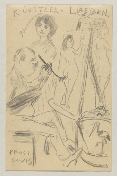 Lovis Corinth a Carl Strathmann: cartão postal, carimbo postal 25 de Junho de 1904 de Lovis Corinth