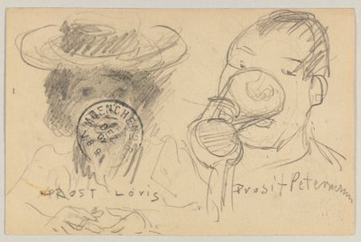 Lovis Corinto a Carl Strathmann: cartão postal, carimbo postal na frente 17 de Dezembro de 1902 de Lovis Corinth
