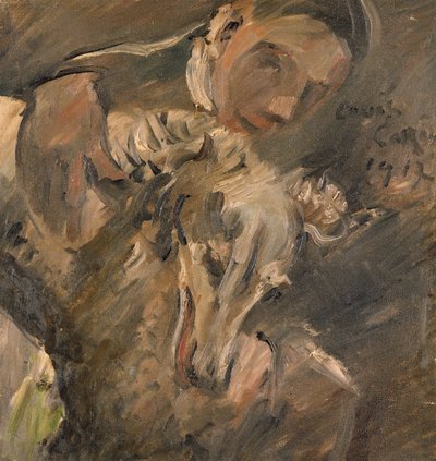 Max Mainer com um galgo siberiano, 1917 de Lovis Corinth