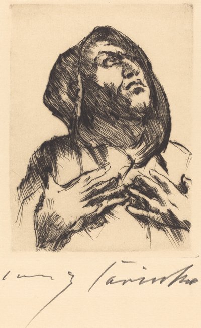 Monge com o Olho Elevado Monge a Olhar para cima, 1916. de Lovis Corinth