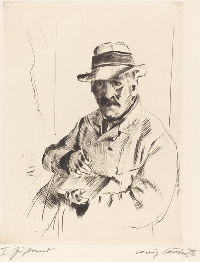 Auto-retrato num chapéu de palha Auto-retrato num chapéu de palha, 1913. de Lovis Corinth