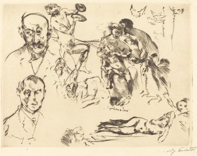 Esboços de Homens, incluindo Max Liebermann, c. 1915. de Lovis Corinth